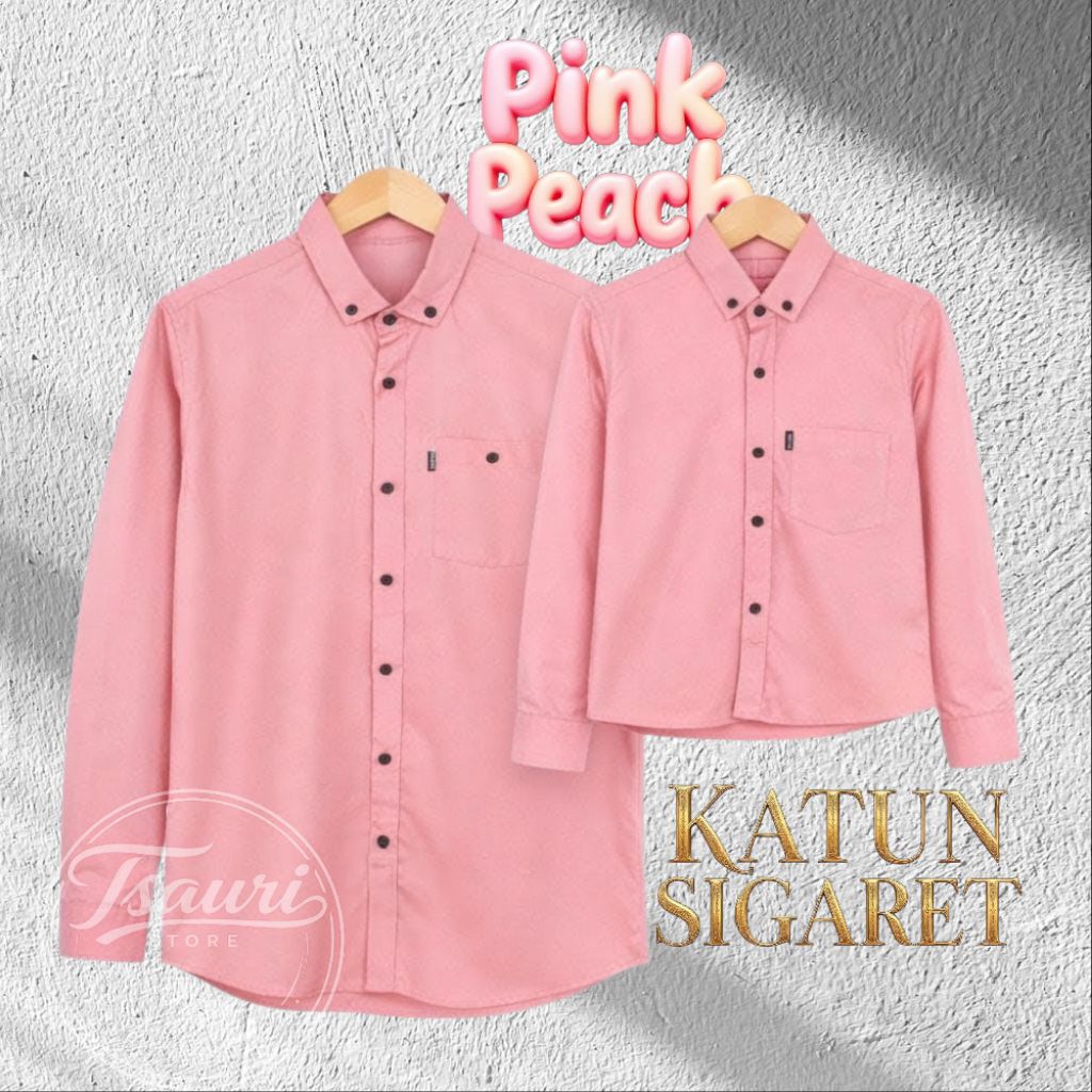 Sigaret Dusty Pink Kemeja Couple Ayah dan Anak Lengan Panjang Warna Dusty Pink
