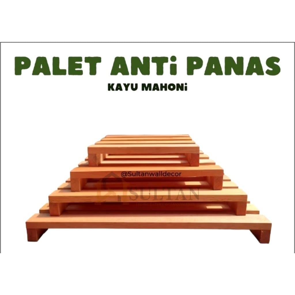 Mini Palet Kayu Aesthetic | Tatakan Kayu / Tatakan Panci Anti Panas Kayu Mahoni / Alas Tatakan Kayu 