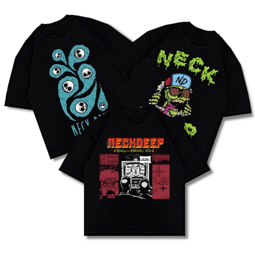 Psycho Crucify "NECKDEEP SERIES" Oversized T-Shirt | Black  | Kaos Oversize | Vintage | Atasan | Kao
