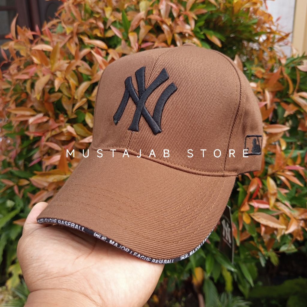 TOPI BASEBALL NY DISTRO PREMIUM COKLAT - LOGO HITAM