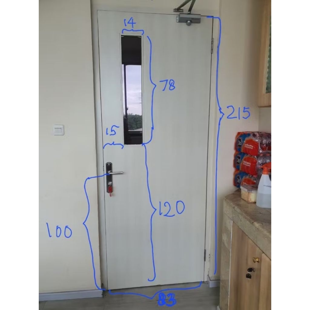 Pintu dan Kusen kayu jati ukuran seperti gambar Pindah Posisi Kaca