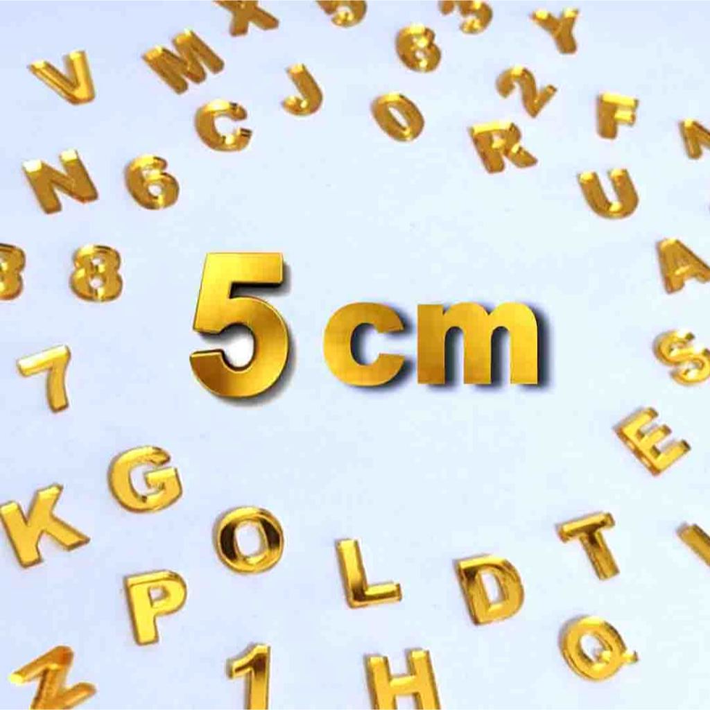 Huruf Akrilik Gold 5 cm Custom | Angka Gold Abjad Akrilik| Huruf Alfabet