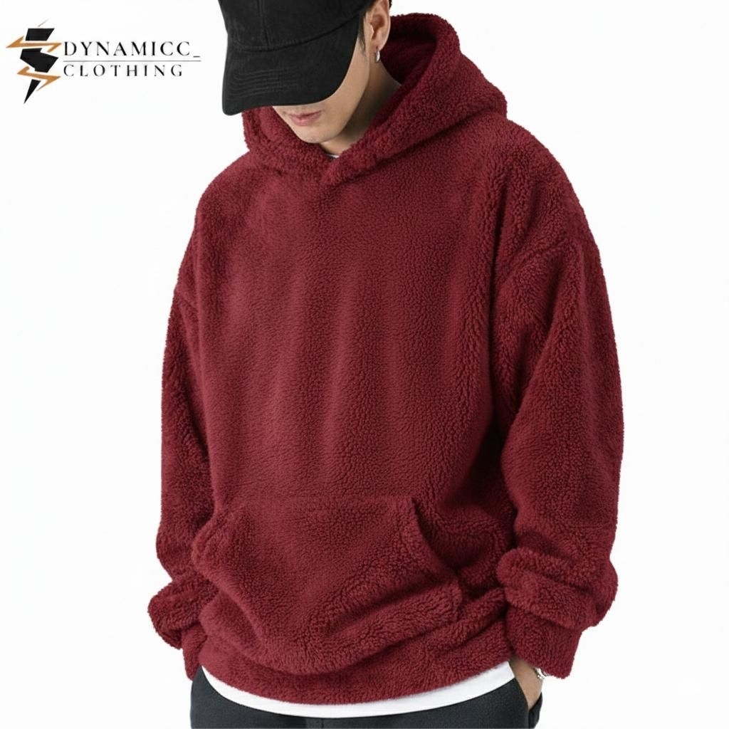 Jaket Hoodie Sherpa Polos Dewasa Unisex dynamicc_ | Jaket Hoodie Bulu Sherpa Premium | Jaket Hangat 