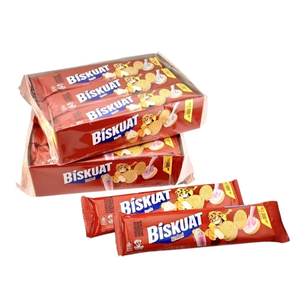 Biskuat biskuit Cream Vanila/Strawberry 1 pack isi 12×35g