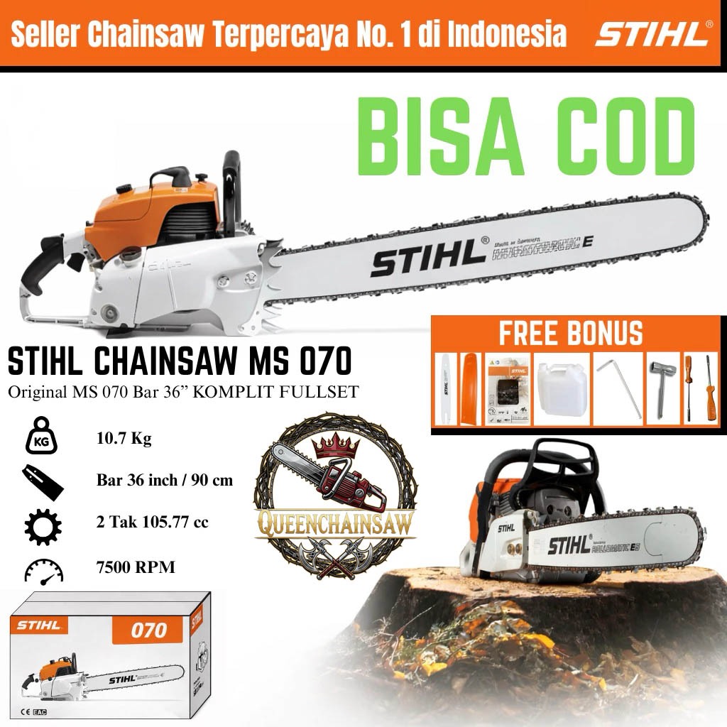 PROMO STIHL chainsaw MS 070 36inch mesin gergaji potong kayu Original Stihl