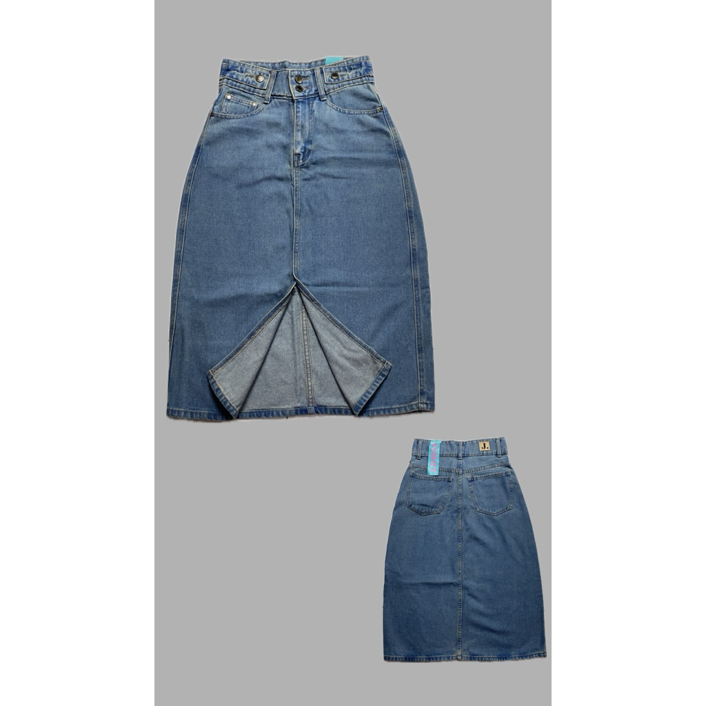 Rok Jeans JINISO Wanita - Rok Jeans 7/8 - Rok Jeans Premium - Rok Jeans Belah Depan - JINISO