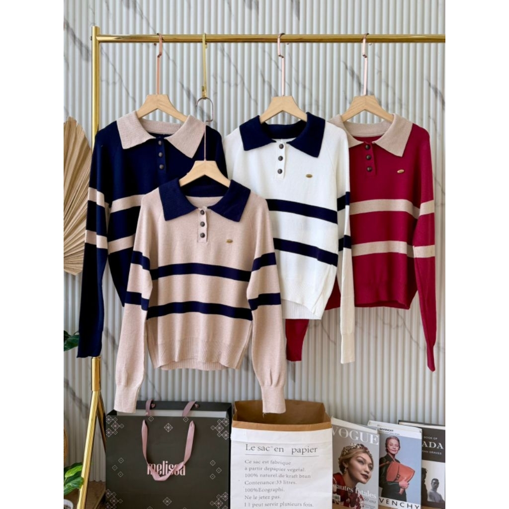 Atasan rajut kancing depan import