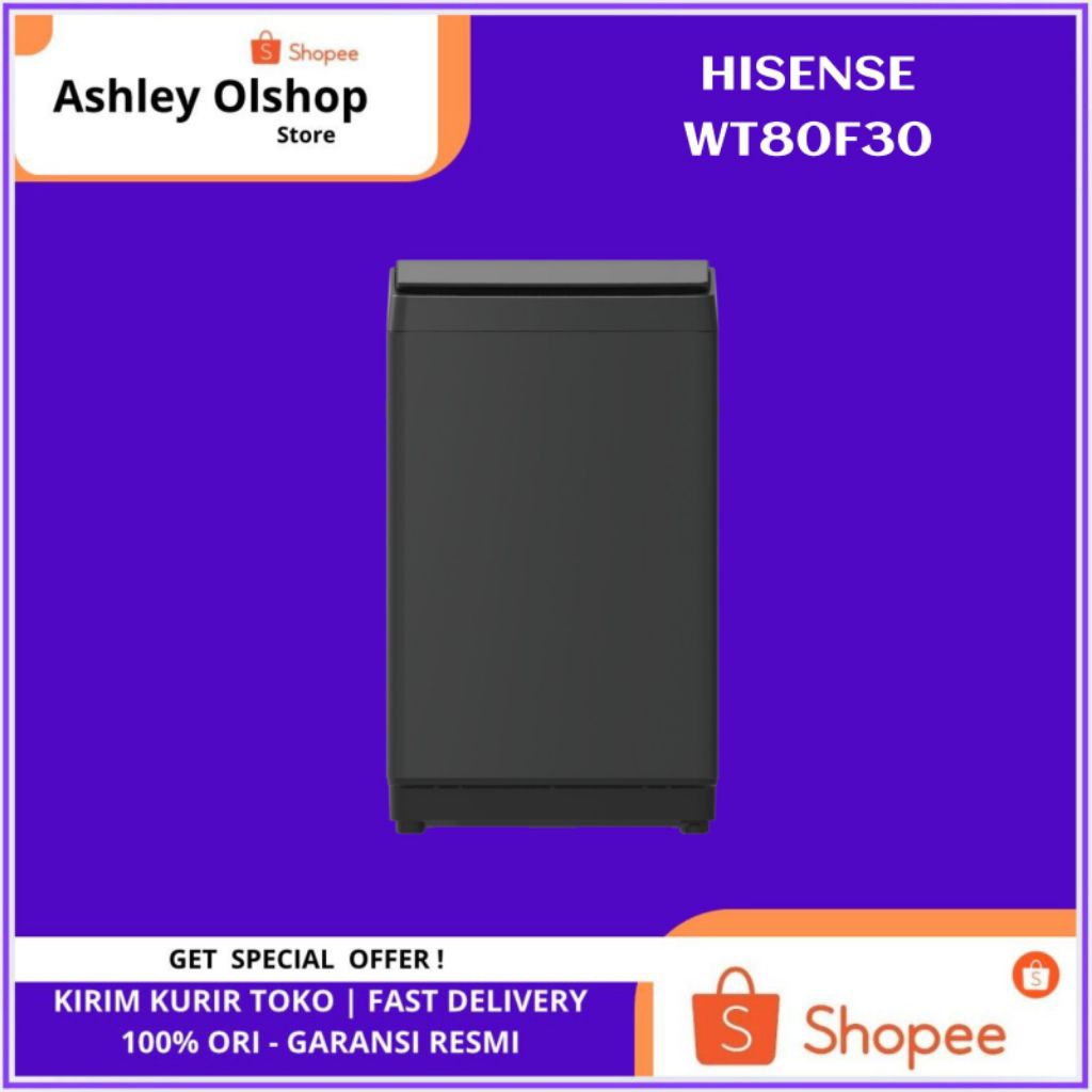 Top Loading Hisense WT80F30 Mesin Cuci Inverter Kapasitas 8 Kg WT80F30 Hisense