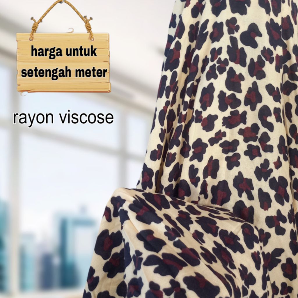 Kain Rayon Viscose Motif Leopard Terbaru Bahan Adem Dan Lembut Lebar Kain 150 Cm