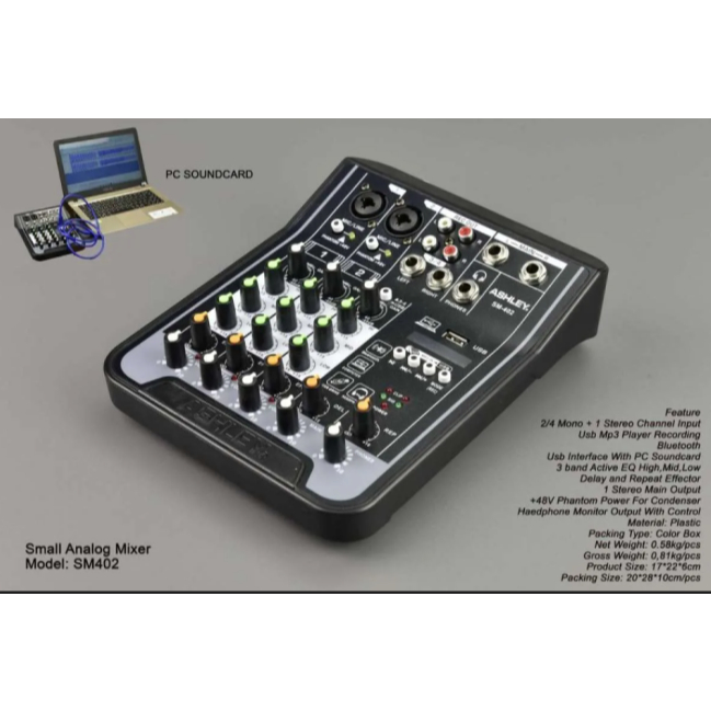 Mixer Ashley 4 CH SM 402 ASHLEY SM 402 Bluetooth 4 CHANNEL