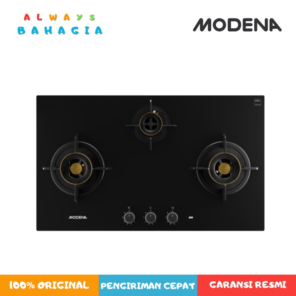Modena BH 1935 BDBK kompor tanam 3 tungku mix kuningan 90 cm BH 1935 LB