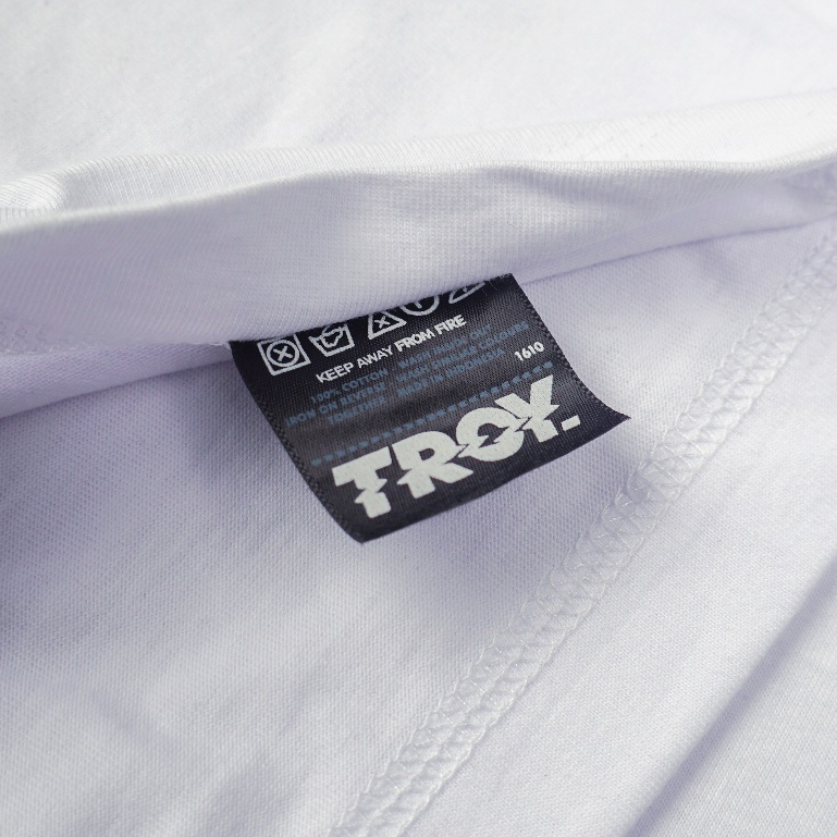 Troy Company Neck Strip Tshirt White Brawn - Kaos Lengan Pendek Kaos Putih KST 3546-2G1W