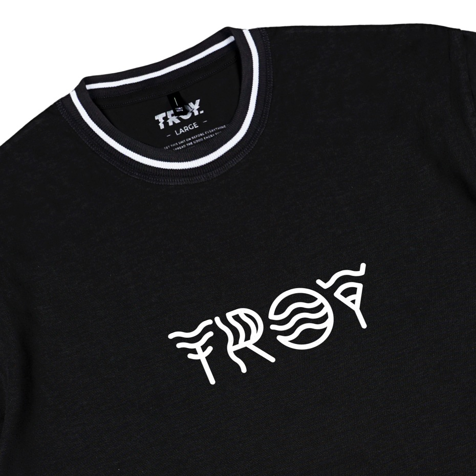 Troy Company Neck Stripe Tshirt Black Signal - Kaos Lengan Pendek Kaos Hitam KST 3539-2B1W