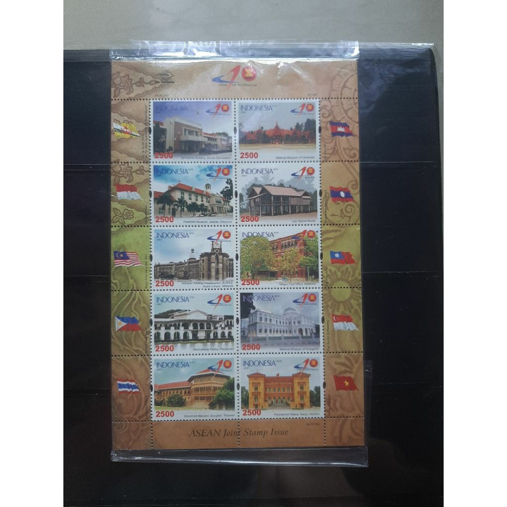 Perangko Indonesia 2007 Asean Joint Stamp Issue Bangunan terkenal sheet 10 prangko