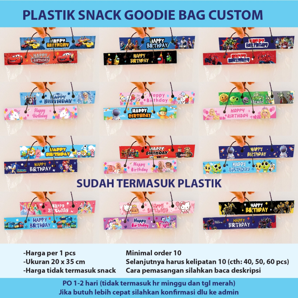 PLASTIK SNACK GOODIE BAG SNACK CUSTOM NAMA ULANG TAHUN NAMA ANAK KARTUN TAS BINGKISAN CHIKI ROBLOX T