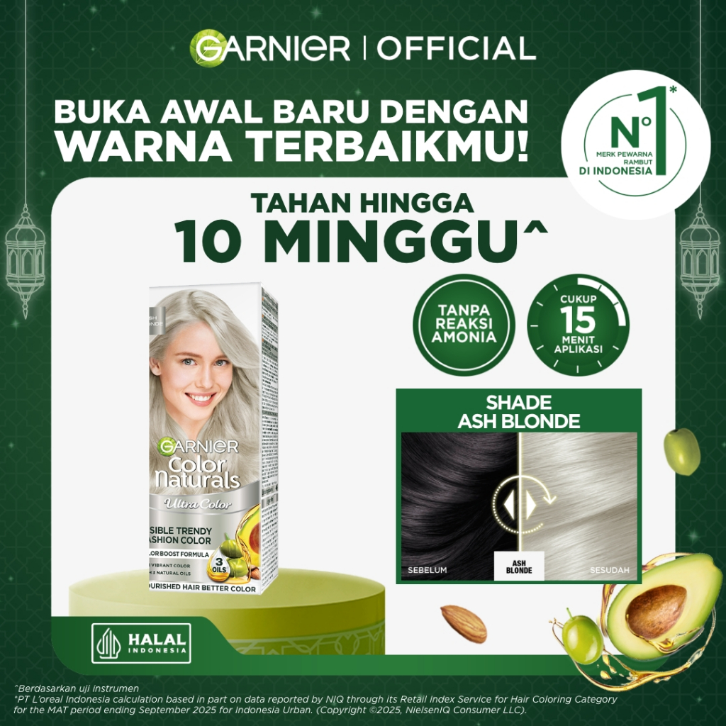 Garnier Color Naturals Ultra Color Fashion Collection Ash Blonde (Big Kit) - Cat / Pewarna Rambut Pe