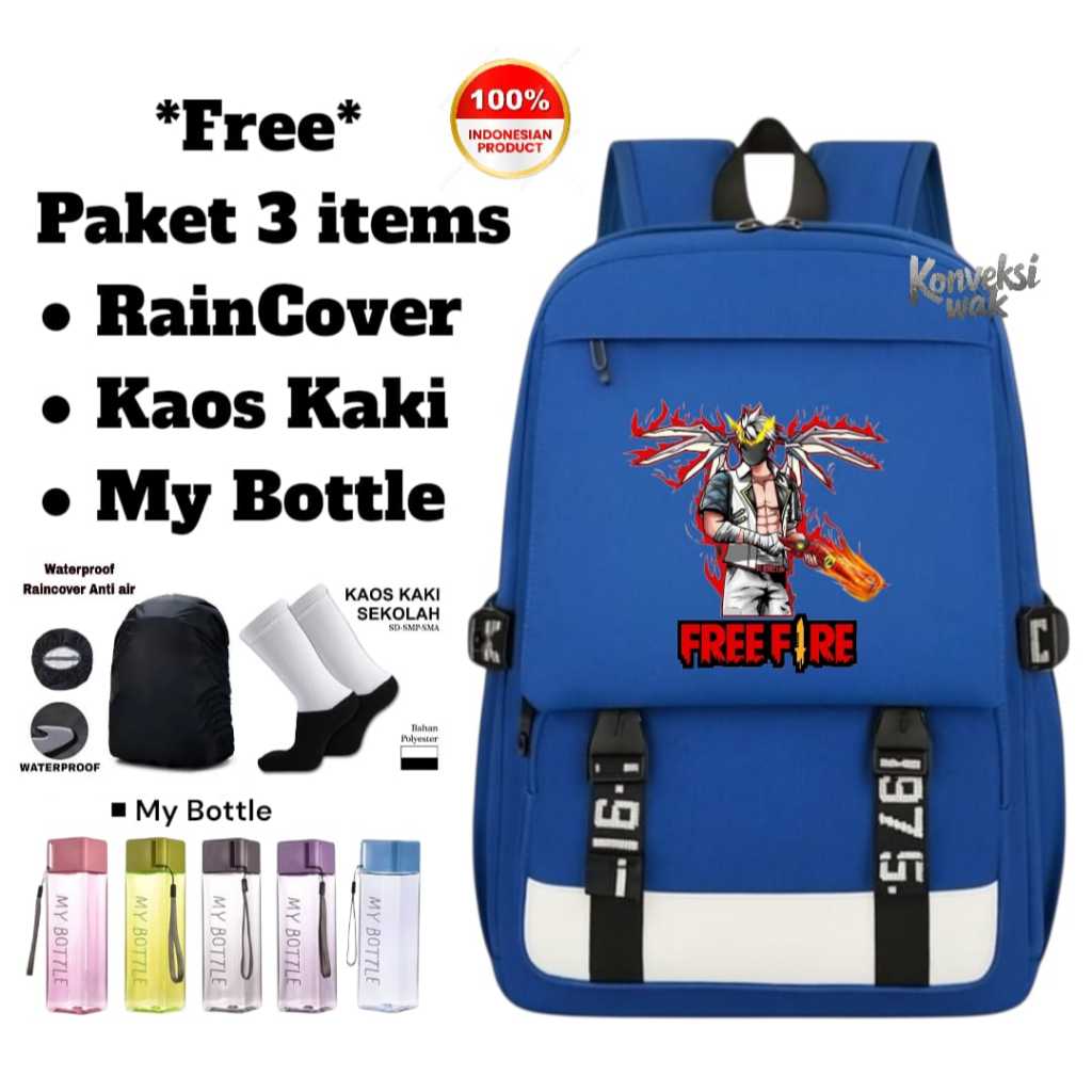 Tas Ransel Anak Import Kekinian - Tas Ransel Anak Sekolah Laki-laki TK-PAUD-SD karakter [[ FREE FIRE
