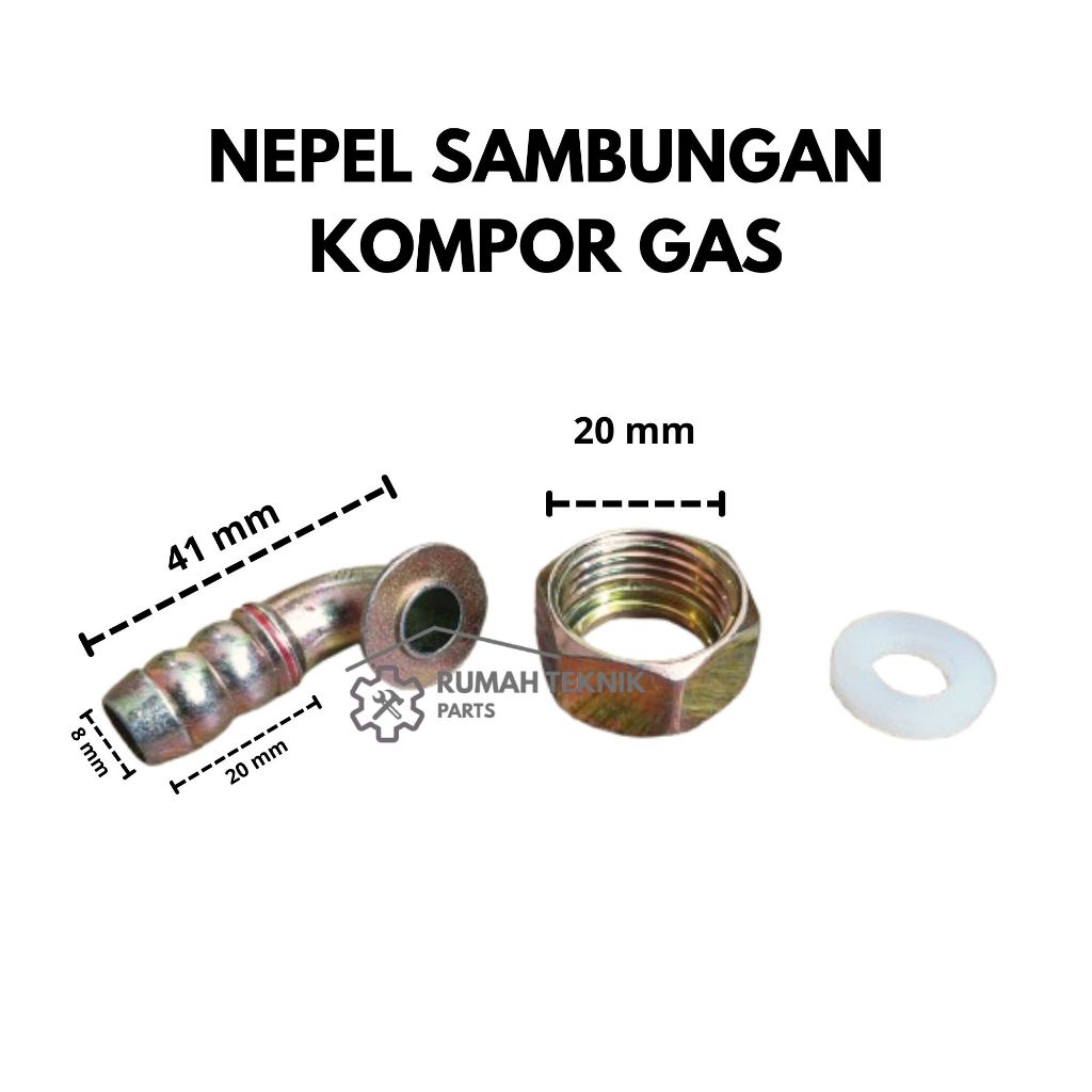 Nepel Sambungan Selang Kompor Gas Model L Drat Dalam