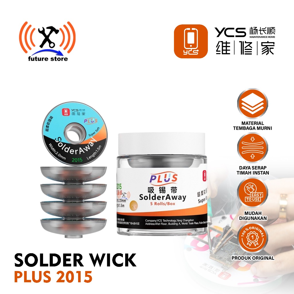 YCS SOLDER WICK 2.0MM PLUS 2015 ORIGINAL - PEMBERSIH TIMAH PCB HP LAPTOP ULTRA SOFT - KAWAT PEMBERSI