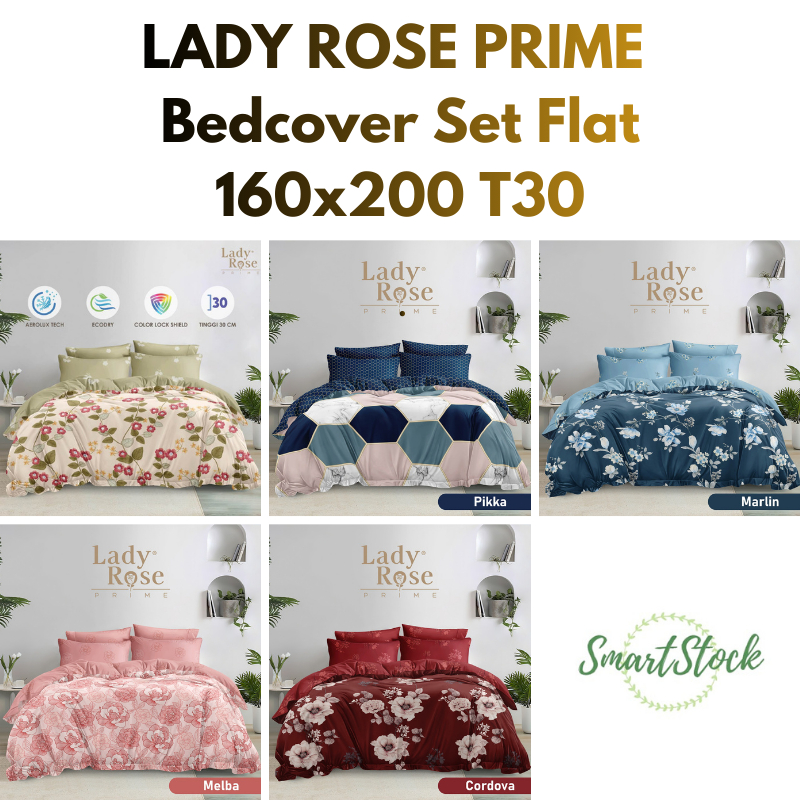 Ss Bedcover Set LADY ROSE Prime 160 Flat 160x200 T30   160x200x30 Queen Size No 2 Bed Cover Motif