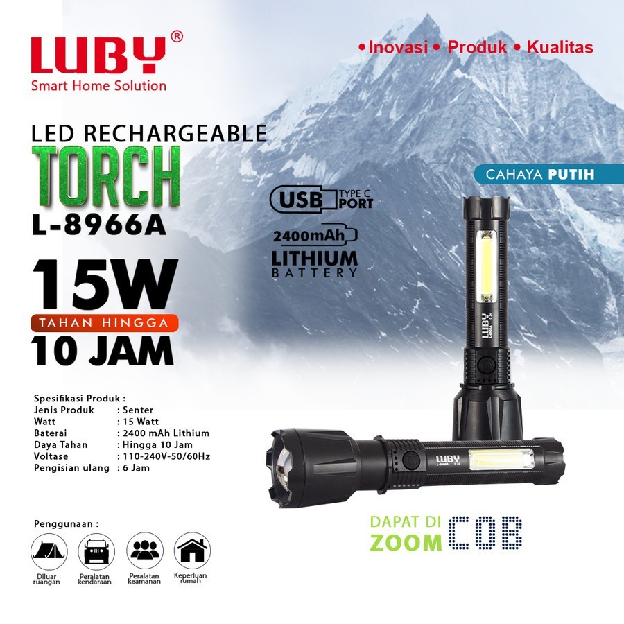 Senter Tangan Luby L-8966A 15W
