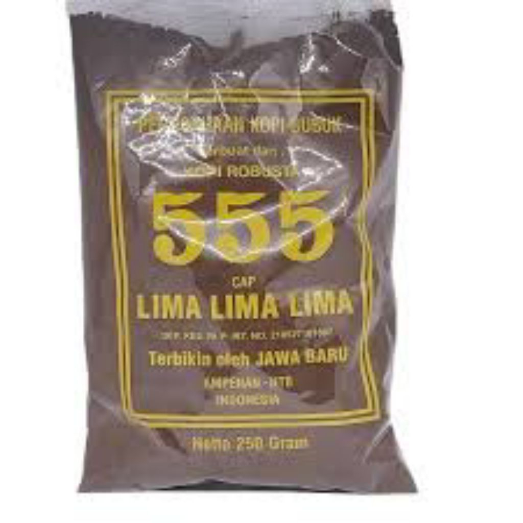 Kopi Khas Lombok Cap 555 Kopi Bubuk Robusta 555 Lombok 250g - Aroma Kuat, Rasa Pahit, Sangrai Tradis