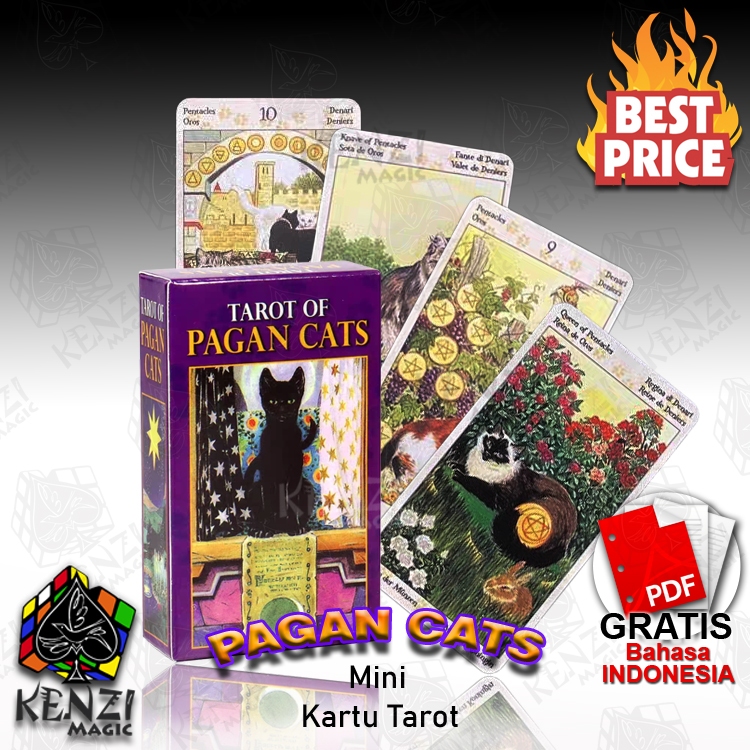 Kartu Tarot Pagan Cats Mini Tarot Deck Ramalan