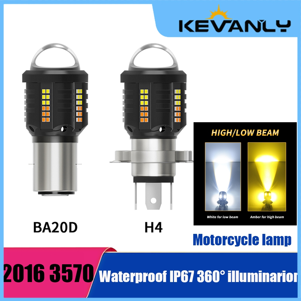 KEVANLY Lampu Depan LED Motor Super Terang 12V-30V Bohlam BA20D H4 Lampu Jauh/Dekat BA20D Lampu Soro