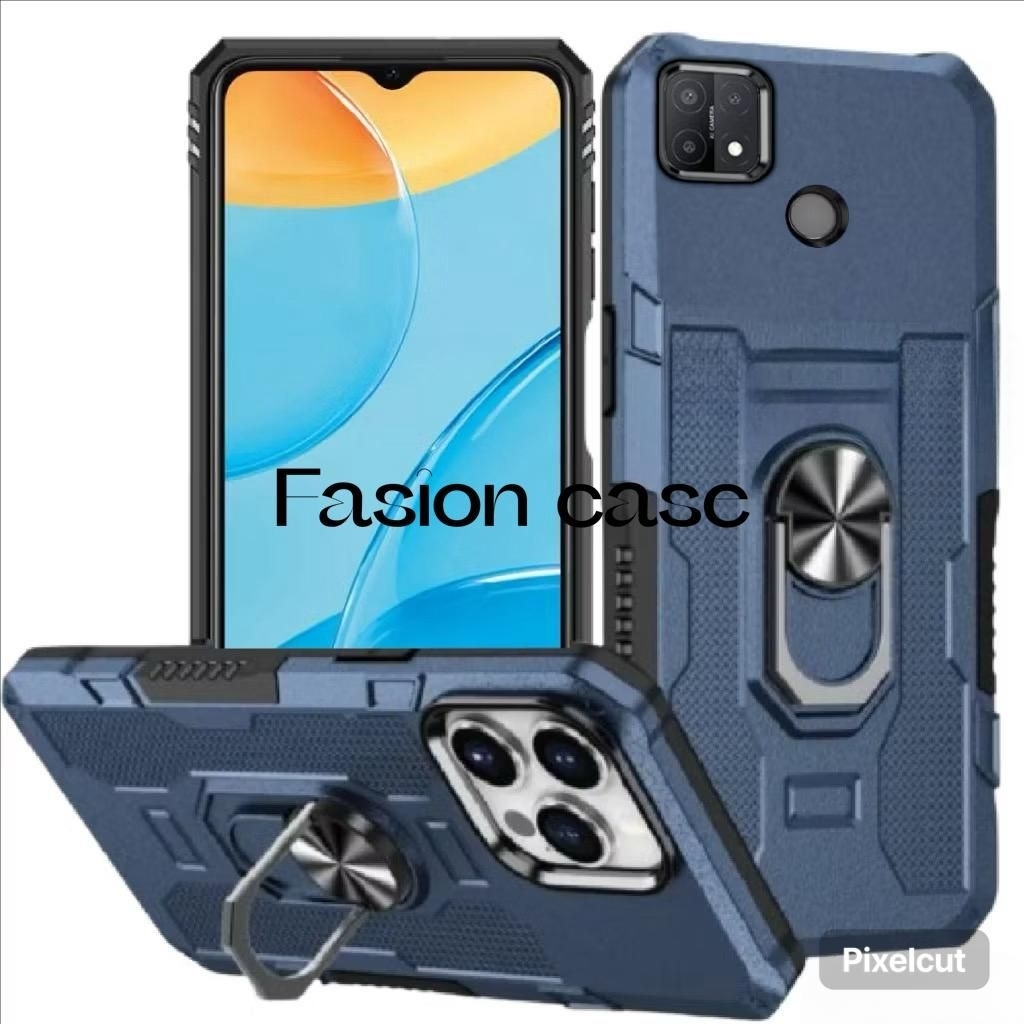 Case Hp Untuk Oppo A15 - Oppo A15S Hard Case Armor Robot Case Kickstand Hybrid Hit Eye Ring Holder C