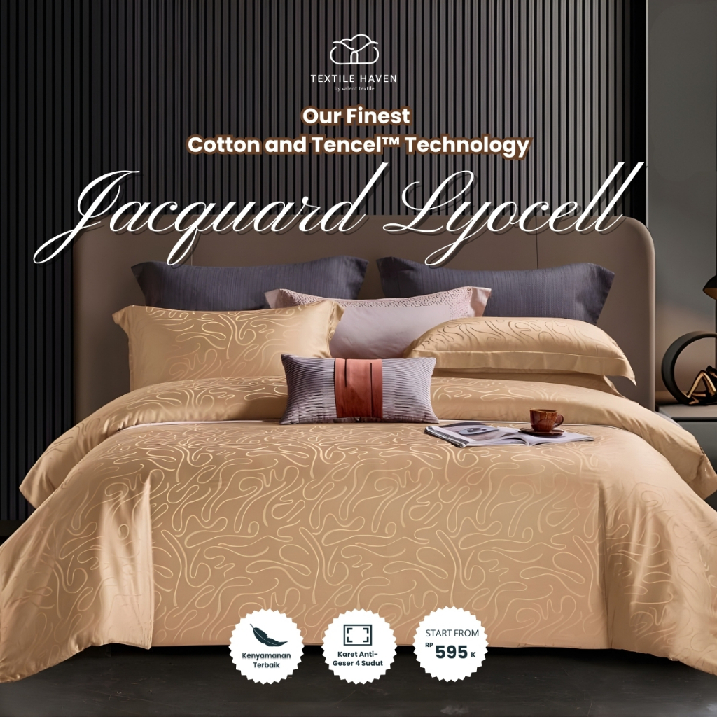 TextileHaven Sprei Set Jacquard Sutra Serat Bamboo Original 80s | Sprei KingKoil Sutra Emboss tinggi
