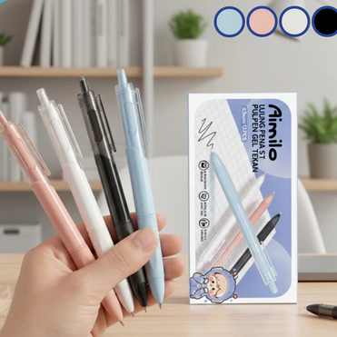 DEKOR51 - Pulpen Gel Retractable Isi 12PCS Gel Pen 4 Warna 0.5mm