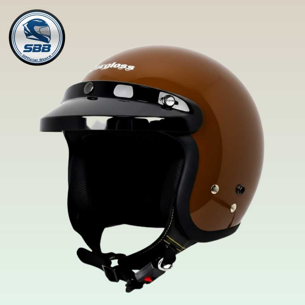 HELM CARGLOSS ORIGINAL CF RETRO - Helm Bogo Dewasa SNI Casual Klasik - Paket Ganteng + Pet
