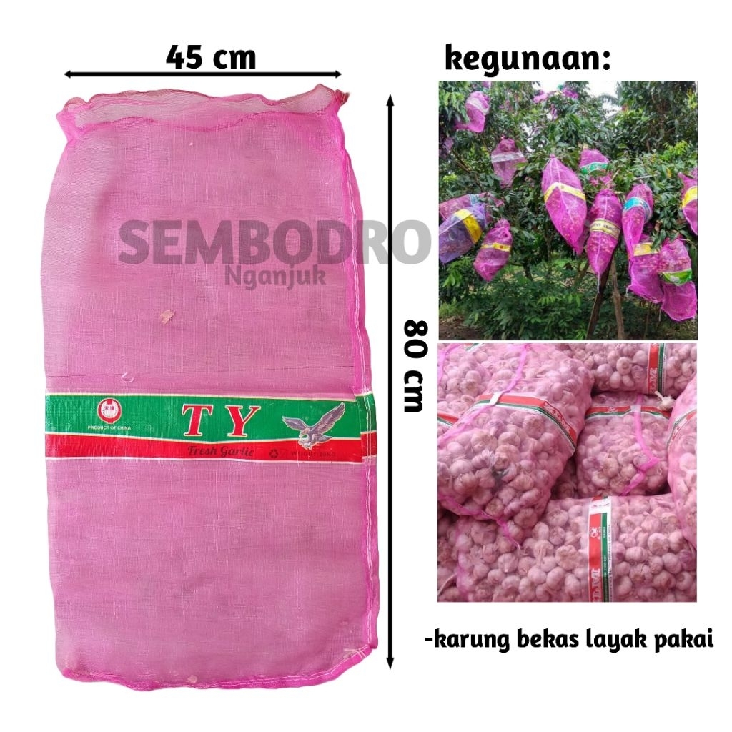 10 lembar karung bekas bawang putih (20kg) brongsong kelengkeng murah