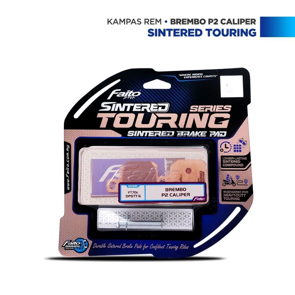 KAMPAS REM FAITO SINTERED KALIPER 2P PISTON UNIVERSAL TOURING SERIES ORIGINAL FAITO