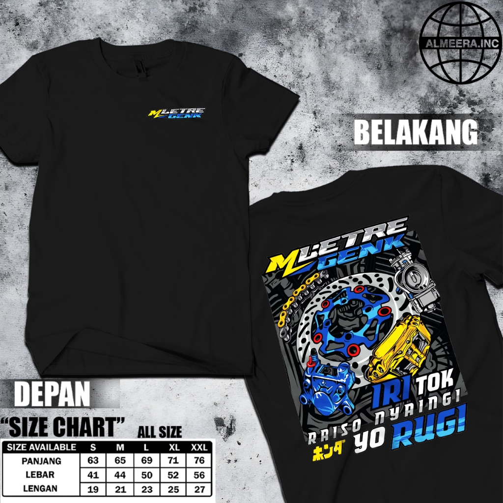 Kaos Mletre Genk Racing - Baju Racing UNISEX - Bahan Adem Halus Cotton Combed 24s