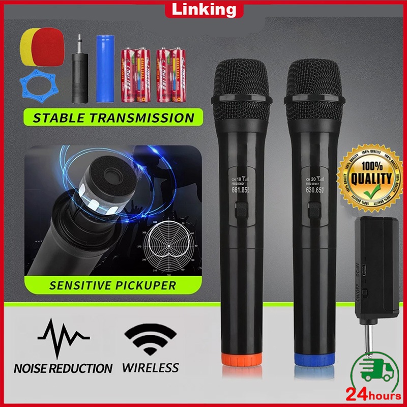 Wireless Handheld Microphone UHF Mic Wireless Karaoke MIC2 MIC1 Digital LED Mic Mikrofon Nirkabel Pr