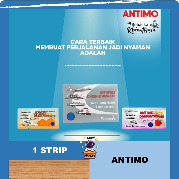 1 PCS ANTIMO TABLET DAN SIRUP DEWASA/ANAK MENGATASI MABUK PERJALANAN (10 TABLET) | ANTIMO ANAK JERUK
