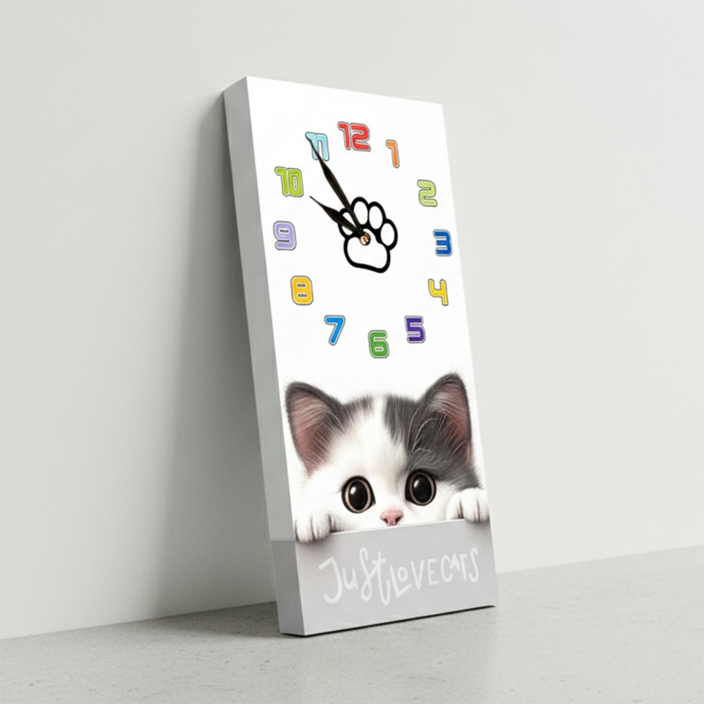 Jam Dinding Kucing Lucu Unik | Jam Dinding Karakter | Dekor Rumah Estetik JTF 01