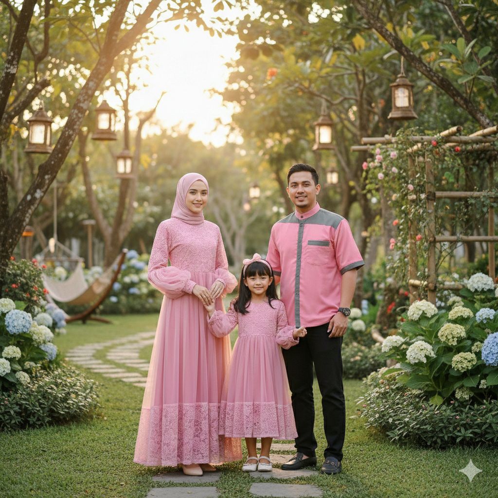 Baju lebaran Annisa couple family set keluarga gamis brokat furring katun toyobo mix tille dress wan