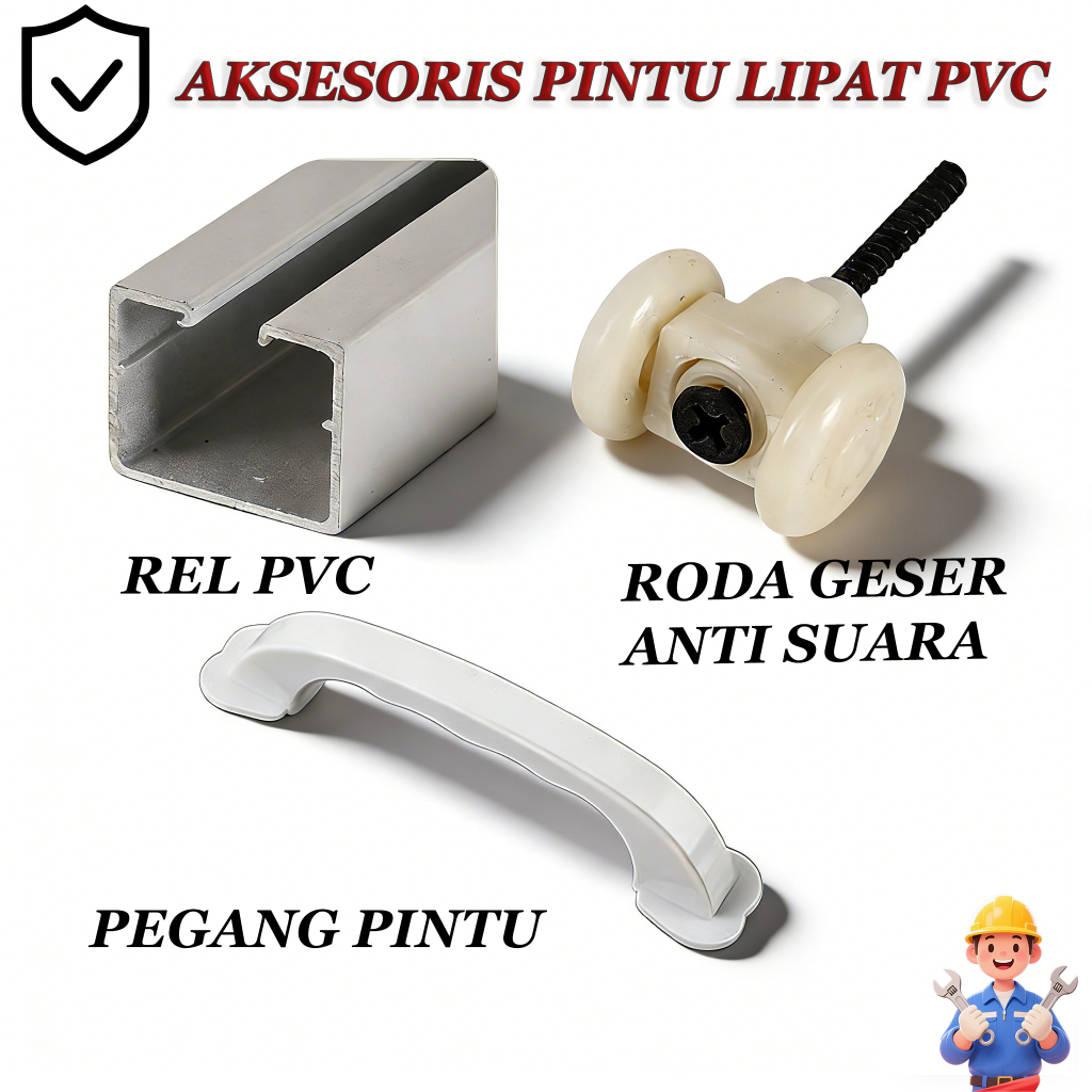 Homenta Pintu Geser PVC Penyekat Ruangan Kamar Mandi Folding Door Sliding Mudah Dipasang Anti Air