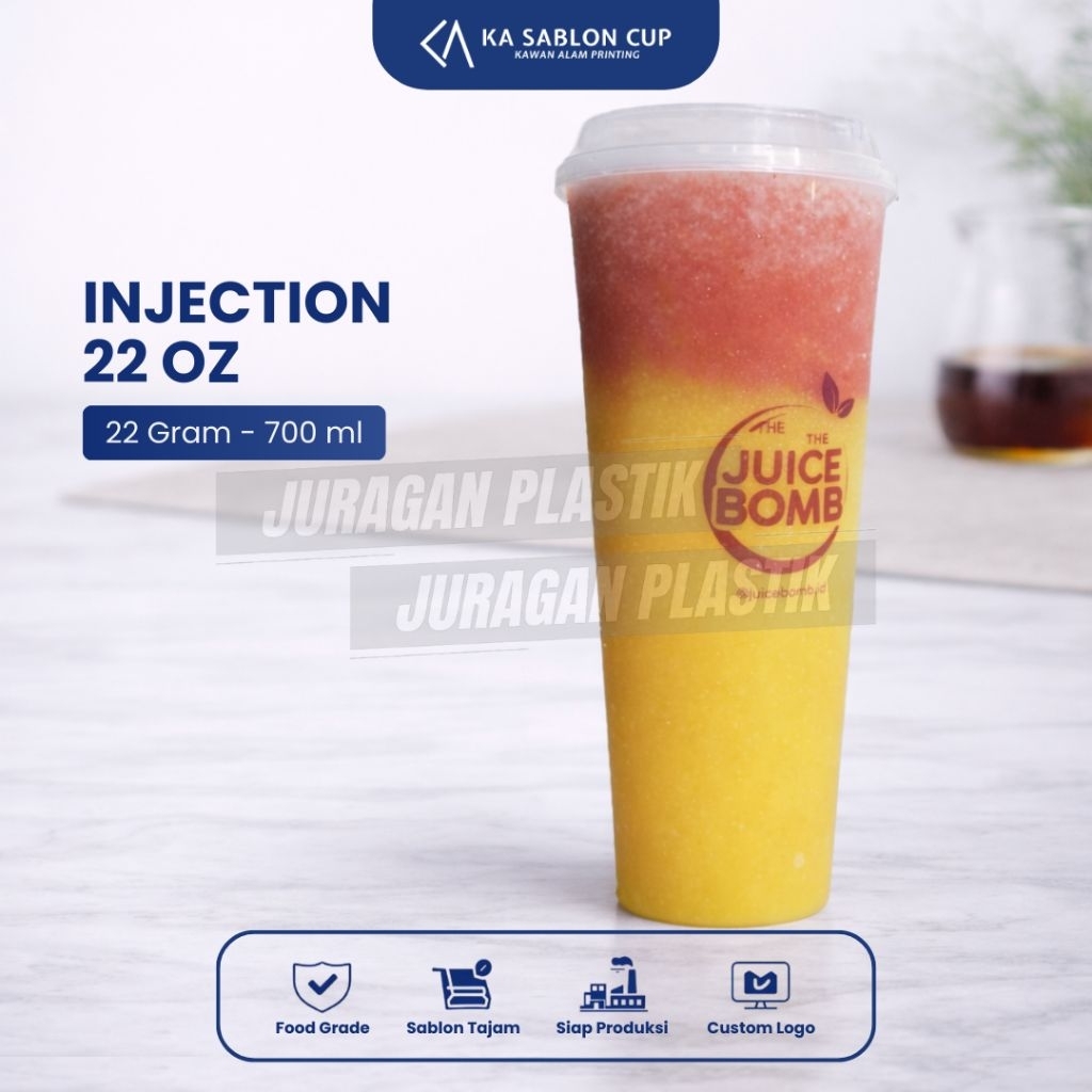INJECTION CUP 22OZ  (Cup Plastik / Gelas Plastik) Bahan Tebal