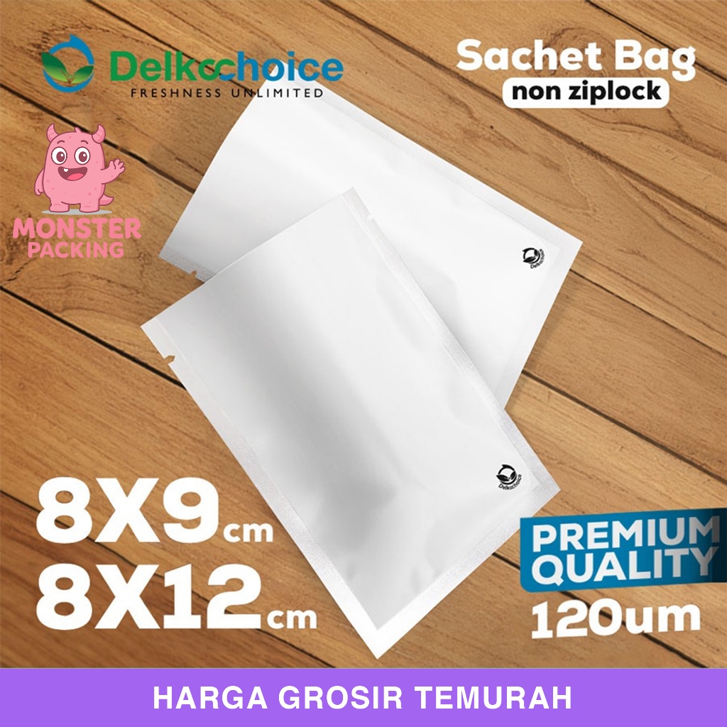 Sachet Bag PREMIUM Metalizing Foil Kemasan FOODGRADE Delkochoice Putih