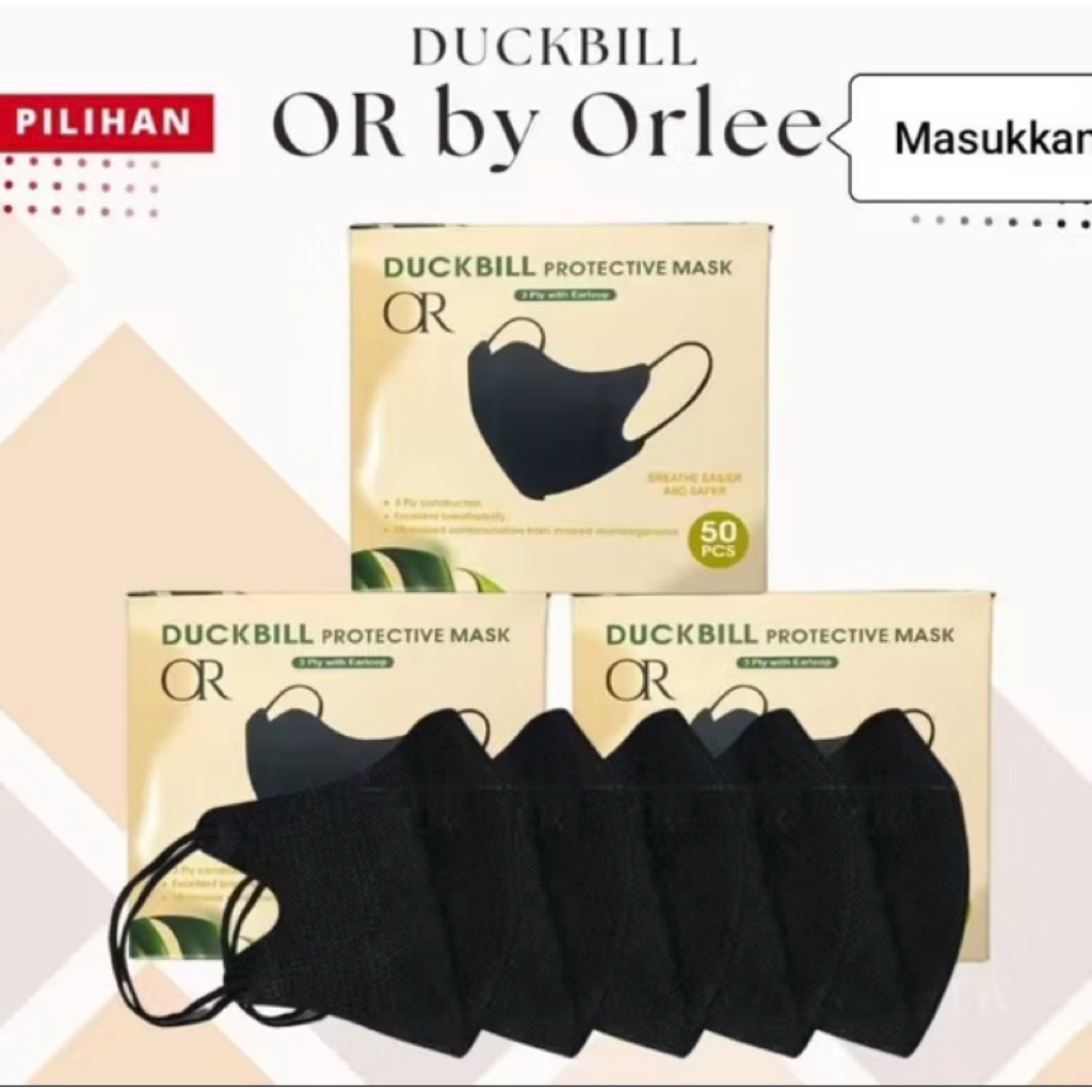 Masker Duckbill Hijab OR By Orlee Isi 50 Pcs (3Ply)
