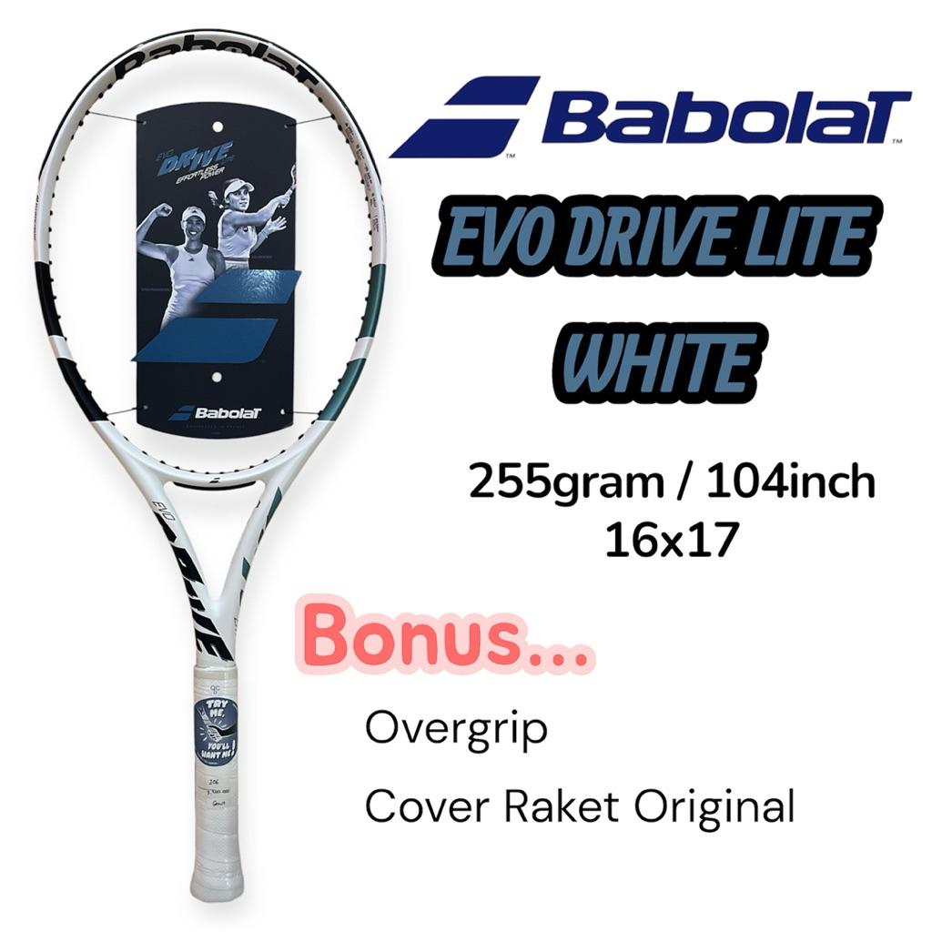 Raket Tenis Babolat Evo Drive Lite White 255g 104in / Tennis Racket Babolat