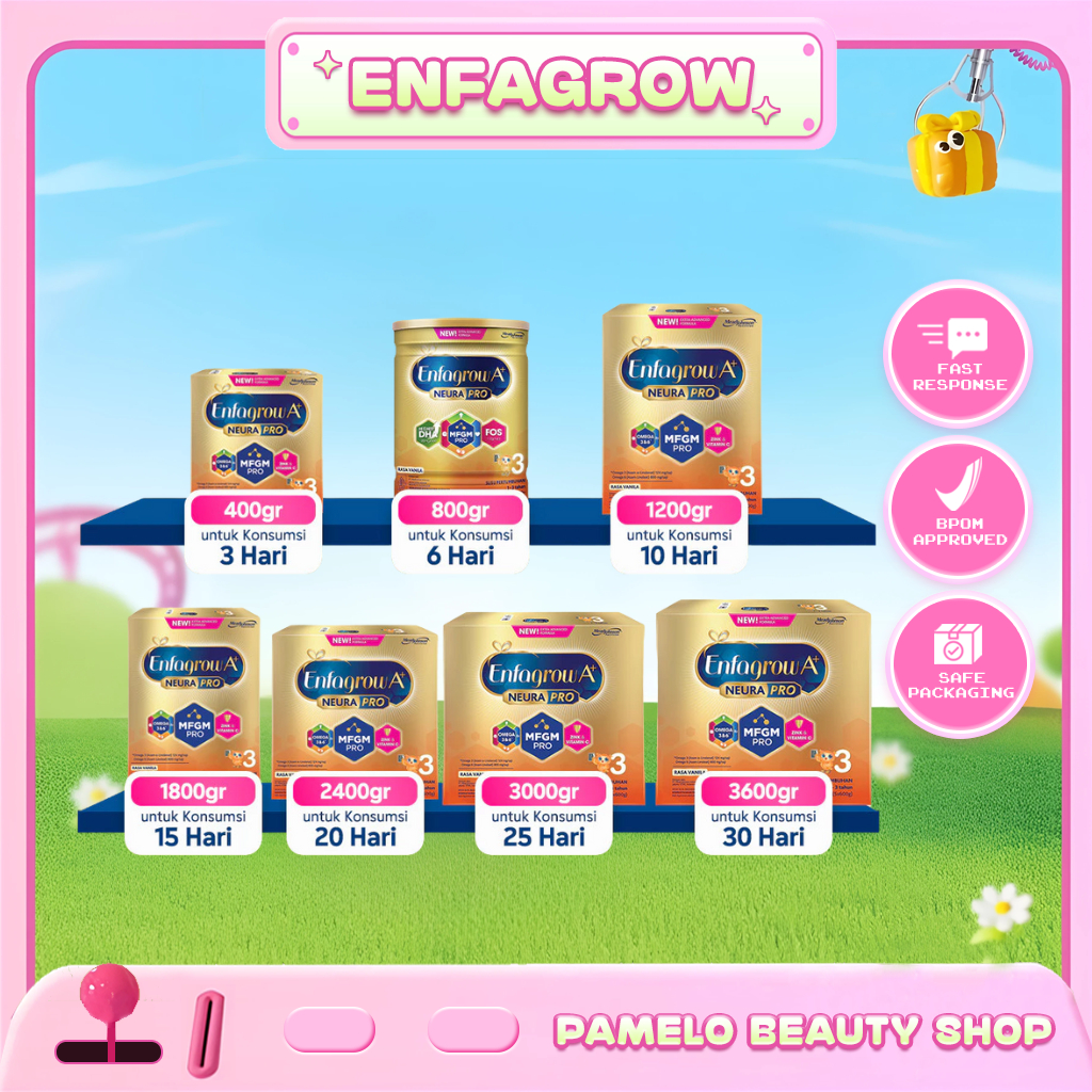 Enfagrow A+ 3 Susu Formula Anak 1 - 3 Tahun Rasa Original Plain, Vanilla, Madu  400gr, 800gr, 1200gr