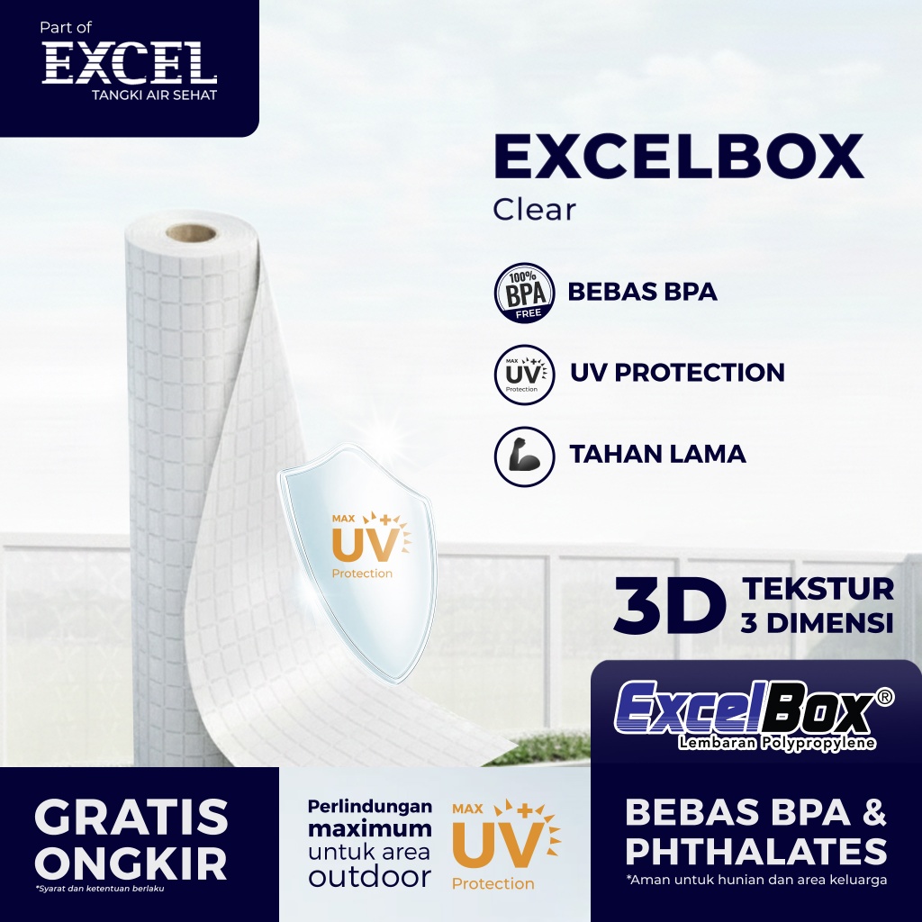 Grahaexcel - Excelbox - Penutup Pagar Fiber Roll PP - Clear
