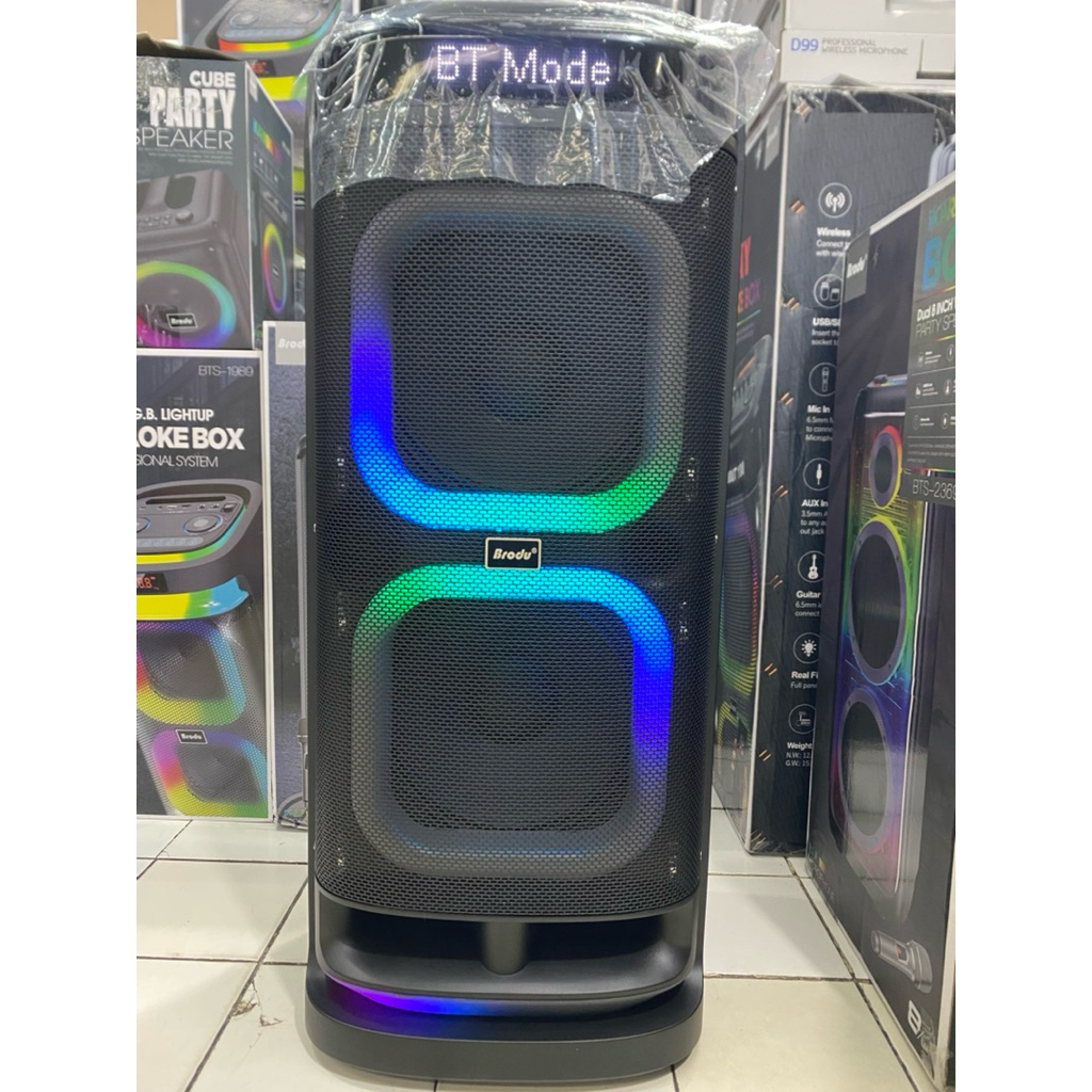speaker iKARAOKE BOX BRODU BTS-2121 dual 10inch dapet mic wireless 2+ busa mic, remot