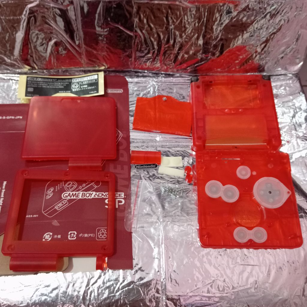 housing Shell/casing Gameboy advance SP 101/001 Transparant red GBA SP 101/001 merah Transparan