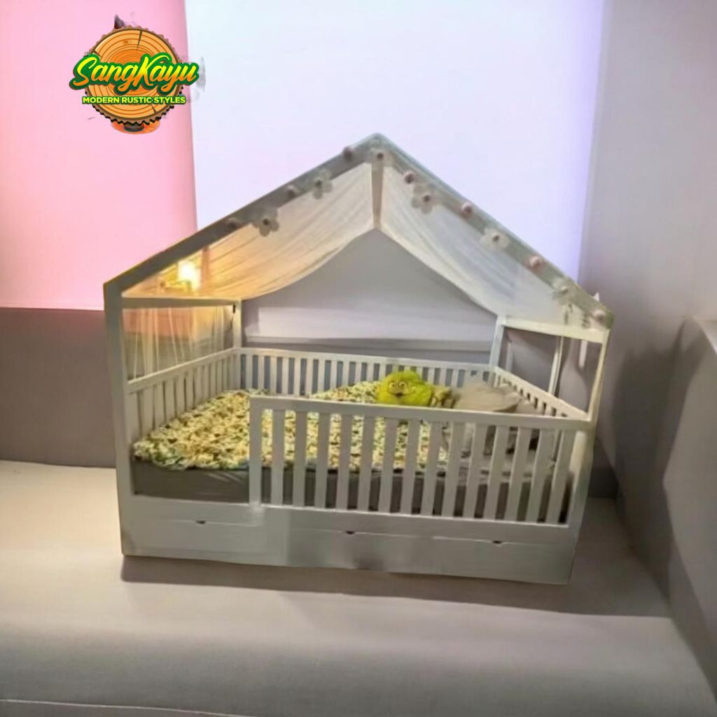 Divan Anak 120x200 cm Divan Kayu Mahoni Divan Modern Divan Anak Pakai Atap