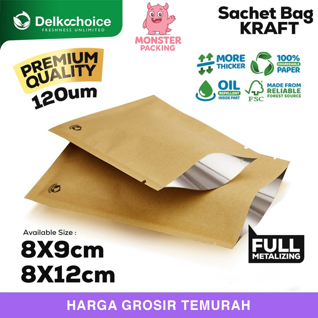 Sachet Bag Kraft Paper PREMIUM Metalizing FOOD GRADE Delkochoice